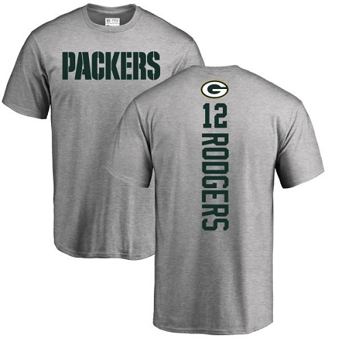 Men Green Bay Packers Ash #12 Rodgers Aaron Backer Nike NFL T Shirt->nfl t-shirts->Sports Accessory